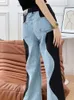 سراويل جينز للسيدات أزياء النساء جاسن هاي وايست الأسود الأزرق الموجة المربعة أنبوب مستقيم على عريض الساق سراويل الخريف 17A2517 230906