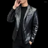 Men's Suits Fashion Suit Handsome All-matching Leather Casual Autumn Youth Jacket PU Trend Coat M-5XL