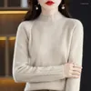 Women's Sweaters Autumn Winter Semi-High Collar Thickened Solid-Color Wool Pullover Warm Sweater Fashionable Versatile Knit Interior