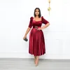 Freizeitkleider Damenkleid Computer Hohe Taille Große Grüne Pause Wrap Mittellange Langarm Büro Elegante Kleidung Ohne Gürtel