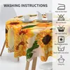 Table Cloth Sunflower Tablecloth Fall Round 60 Inch Waterproof Dining Cover Durable For Kitchen Room