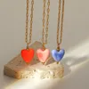 Pendant Necklaces French Elegant INS Style Ceramic Love Necklace Fashion Stainless Steel Heart Female For Women Man Men