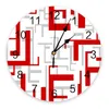 Wall Clocks Art Geometric Figures Red Grey Bedroom Clock Large Modern Kitchen Dinning Round Living Room Watch Home Decor