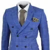 Costumes et blazers pour hommes 2021 Bleu Mens Check Trois pièces Costume à double boutonnage Gatsby Mafia Peaky Blinders Vintage Costume des années 1920 Homm237f