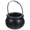 Gift Wrap Halloween Themed Decorations Large Size Witch Bucket Plastic Round Basket(Black)