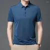 Polos pour hommes Marque Polo Hommes Couleur Unie À Manches Courtes Affaires Casual Hommes Vêtements D'été Mâle Col Rabattu Hauts T-shirts