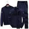 Survêtements pour hommes Nouveau pull veste ensemble de sport décontracté pour hommes ensemble de trois pièces x0907