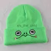 Beanie/Skull Caps Kermit the Frog Sad Frog Beanie Hat Green Frog Knitted Hats Interesting Embroidery Women Hat x0907