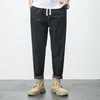 Men's Jeans 2023 Spring Elastic Skinny Fashion Pants Korean Style Cropped Loose Large Size Mercerized Cotton