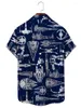 男性/女性のためのメンズドレスシャツハワイアンシャツ夏のレトロ宇宙船印刷y2kストリートウェアTシャツ半袖特大のアロハ