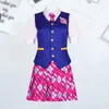 Urban Sexy Dresses Women Play Play Princess Suital Halloween Ladies Ladies Shirt Serip Skirt Slim Fit Plateed Under Twlar Party 230906