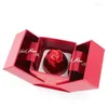 Clusterringen Bruiloft Rose Ring Box Metaal Hijssieraden Cadeau voor ketting