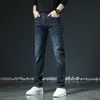 Men's Jeans Autumn Winter Men Slim Fit European American TBicon High-end Brand Small Straight Pants (201-216 Thin) F223-00
