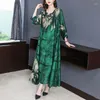 Casual Dresses 2023 Loose Green Print Beach Maxi Dress Spring Summer Vintage 4XL Plus Size Midi Elegant Women Bodycon Party Robe