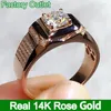 Pierścienie klastra Prawdziwy 10K Rose Gold Ring Men Anniversary Anniversary Wedding Round Moissanite Diamond Luksus 1 2 3 4 5