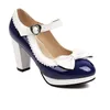 Dress Shoes Size 32-48 Women's Patent Leather Candy Color Block Heel 8.5cm High Lolita Ladies Heels