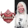 Festmasker realistiska cosplay skrämmande zombie skräck läskig mun lång tand näsa hemsk halloween mask full ansiktsdräkt prop carnival party 230906