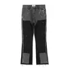 Men S Jeanse Streetwear Speckled Ink Match Y2K workowate dla patchwork wściekłości Fringe Fringe Micro dżinsowe Spodnie Owwrotne luźne Cargos 230906