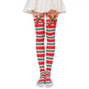 Women Socks Striped Pattern For Christmas Thigh High Long Stockings Warm Winter Over Knee Xmas Navidad Ladies