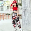 Byxor Girls Hip Hop Street Dance Clothes Croped Tank Top Camouflage Jogger Pants 230906