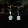 Oorringen Wit Verguld Teardrop Opal Dangle Voor Vrouwen Hoge Kwaliteit In Poolse En Metalen Plaat Oktober Edelsteen Sieraden Geschenken