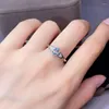 Cluster Rings Engagement Gift Aquamarine Ring 925 Sterling Silver Natural And Real Fine Jewelry