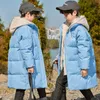 Para baixo casaco de inverno crianças meninas casacos longos crianças meninos jaquetas moda grosso com capuz branco para baixo 2-14y adolescentes casaco parkas r230905