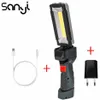 Luz de trabajo LED COB, linterna recargable de 5 modos para linterna de Camping, luz de emergencia giratoria de 360 grados, Flashlamp2735