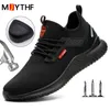 Boots Safety Shoes Men With Steel Toe Cap Anti-smash Men Work Shoes Sneakers Light Puncture-Proof Indestructible Shoes Drop 230907