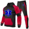 Tute da uomo 2023 Nuova EMT Ambulanza di emergenza Primavera Autunno Uomo Casual Set Pantaloni maschili Abbigliamento sportivo con cappuccio Giacche Tricolore Splicebecome x0907