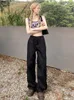 여자 바지 여자 Y2K 하이 스트리트 스트리트웨어 넓은 패션화물을위한 여름 스트랩 캐주얼 로프 히피 옷