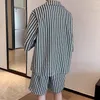 Men's Tracksuits Spring And Summer Fashion Suit Two-Piece Korean Version Of The Bird Plaid Seven-Minute Sleeve Shorts Loose Casual