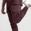 Calças masculinas mens jogger homens fino gelo seda correndo multi-bolso fitness treinamento workwear leggings