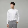 Мужские классические рубашки из бамбукового волокна, эластичная мужская рубашка против морщин с длинным рукавом, тонкая социальная деловая блузка, белая рубашка S-8XL