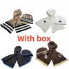 Top quality designer brand wool hat scarf set wholesale with box for men and women winter warmth