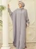 Etnik Giyim Zarif Mor Abayas Kadınlar İçin Uzun Kollu Müslüman Elbise Dubai Cardigan Kimono Giysileri Ramazan Partisi Kaftan Moda
