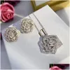 Conjuntos de jóias de casamento Chouchong Marca Conjunto de jóias de casamento Luxo 925 Sterling Sier Rose Flor Pingente Pave Branco Safira Cz Diamante G Dh3Yv