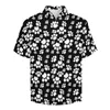 Men's Casual Shirts Cute Dog Paws Vacation Shirt Black And White Hawaiian Men Stylish Blouses Short Sleeves Graphic Clothing Big Size