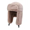 BeanieSkull Caps Ciclismo de invierno Sombrero de esquí Orejeras cálidas Espesar Felpa con orejeras para hombres y mujeres Piel sintética Gorra a prueba de viento Bombardero ruso 230907