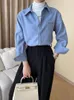 Женские блузки, женские карамельного цвета, большие размеры, элегантная блузка с лацканами и длинными рукавами, рубашка свободного кроя, модная весна-осень O606
