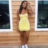 Abiti casual 2023 Abito bohémien in pizzo giallo limone - Mini abito a trapezio sexy e skinny a vita alta perfetto per feste in spiaggia e247a