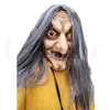 Máscaras de festa assustador máscara de bruxa velha látex com cabelo halloween fantasia vestido careta traje cosplay máscaras adereços adulto um tamanho x0907