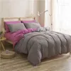 Bedding Sets Set Gray Duvet Cover Bed Solid Flat Sheet Bedclothes 3/4pcs Linen Nordic Home Textile For Single Double