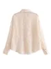 Женские блузки Абрикосовая блузка с отложным воротником и длинными рукавами на одной пуговице с цветочной вышивкой, топ на весеннюю моду 2023, элегантная женская одежда