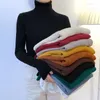 Damenpullover Pullover Rollkragenpullover Frauen Herbst Weicher Strick Schlank Elastisch Koreanisch Einfache Grundpullover Solide Tops