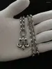 Chains Netizen Handsome Pure Silver Long Necklace Pendant Punk Thai Children's Military Flower Chain Men's And