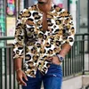 Camisas casuais masculinas leopardo masculino roupas de luxo impressão de luxo manga longa gola camisa social primavera outono retro solto cardigan