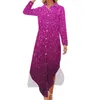 Robes décontractées Robe d'impression métallique dorée Dot Sparkles Street Fashion manches longues col en V graphique mousseline de soie surdimensionnée