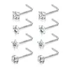 Dental Grills 8st 20g 925 Sterling Silver Noses Rings Studs For Women M Assorted Shapes CZ Zircon Piercing Smycken Set Wholesale 230906