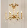 Żyrandole miedziana żyrandol salon wiszący lampka d68cm H76CM 6arms Candle Style francuska willa barokowa luksusowy duży